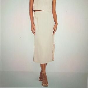 Old Navy Mid Rise Linen Blend Midi Skirt